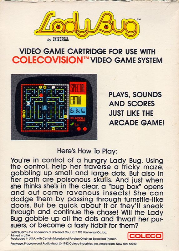 Lady Bug box art for Colecovision